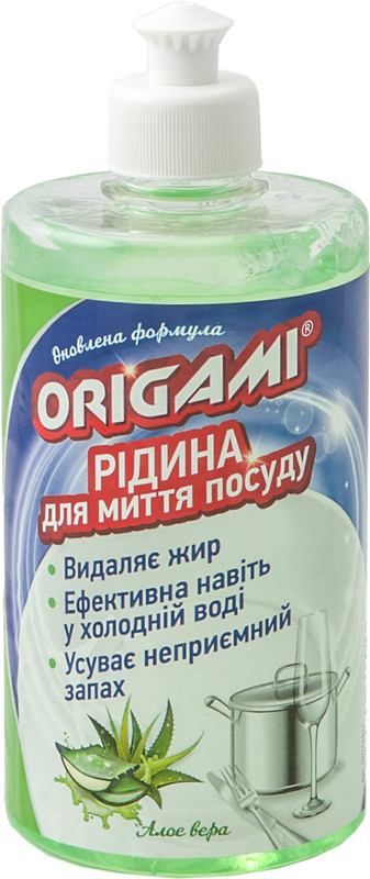 Засіб для ручного миття посуду ORIGAMI Алое вера, 0,5л